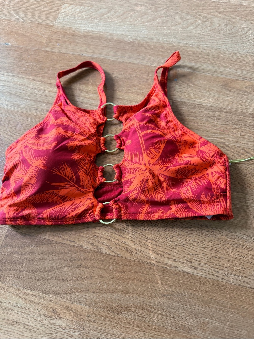 Mahogany-Orange Ring Front Bikini Top by Maaji